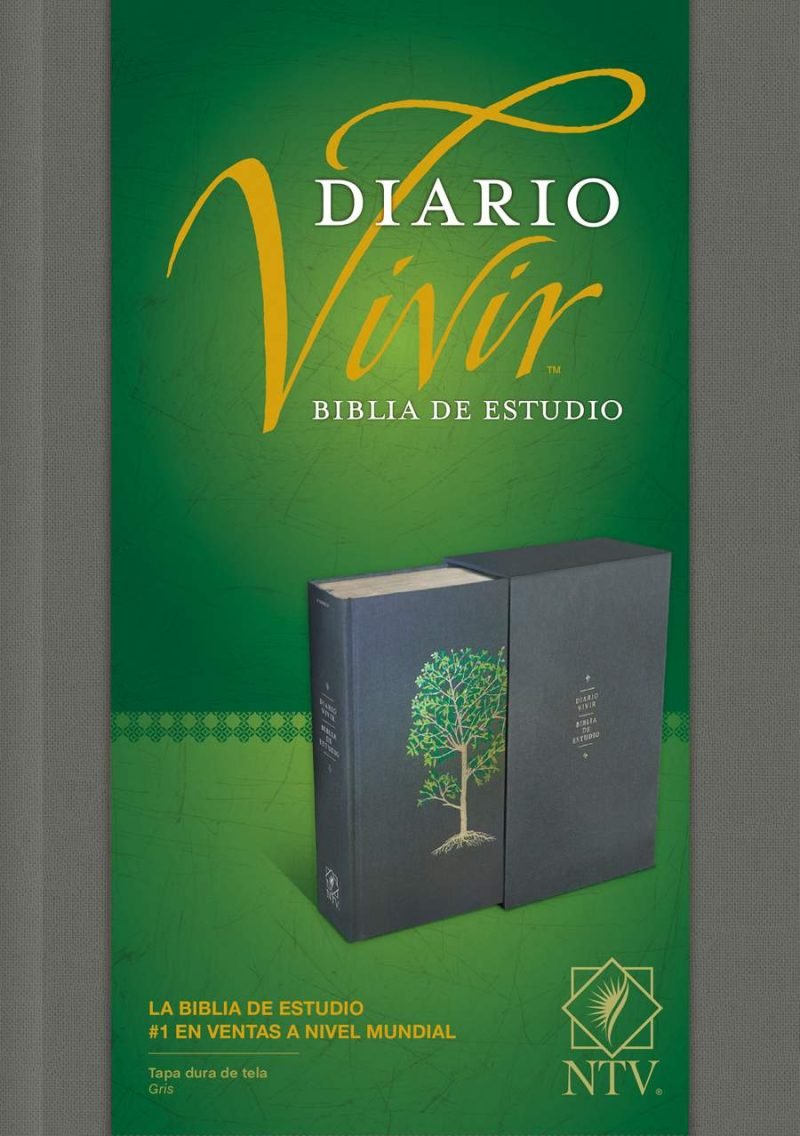 Biblia de estudio del diario vivir NTV Tapa dura de tela, Gris, Letra Roja